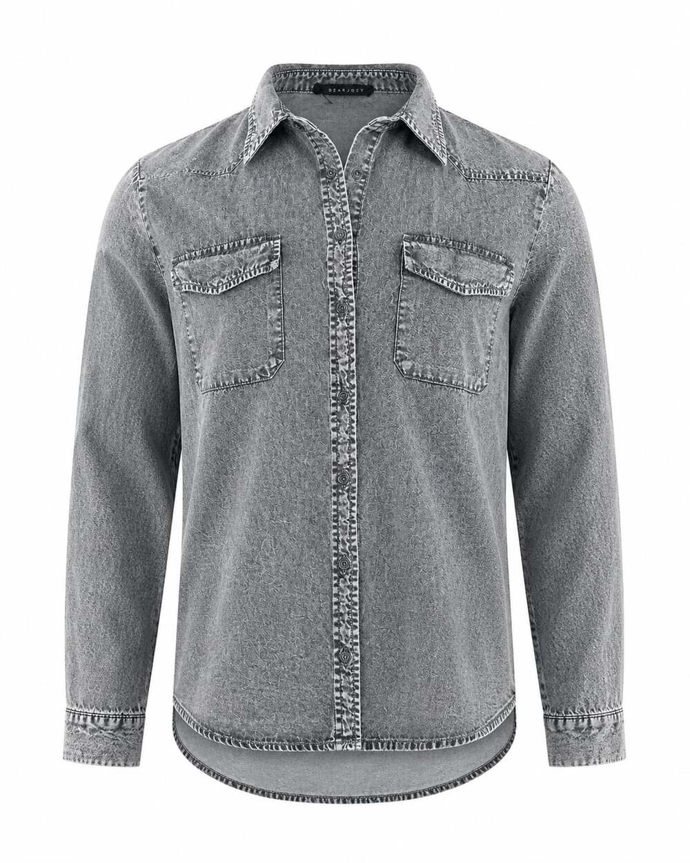 Jane + Delancey Grey Acid Wash 100% Lyocell Western Button Down Shirt 90s